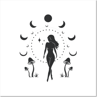 Moon Mushroom Goddess Posters and Art